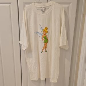 Vintage Disney White Short Sleeve Tee with Tinker Bell Graphic
